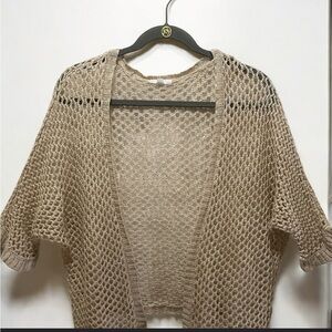 Mine Women's Beige Open-Knit Cardigan